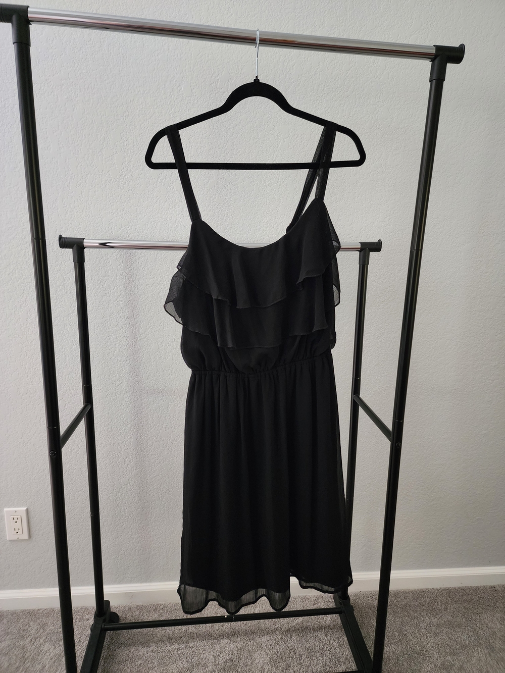 Faded Glory Black Ruffle Midi Dress
